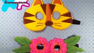 Antifaz de fomi Gatito y flores ∞SUPERMANUALIDADES∞ [upl. by Adlaremse]