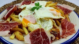 Huevo rotos con patatas fritas y jamon ¡ESPECTACULARES [upl. by Siuol322]