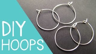 DIY Hoop Earrings  Wine Charm Rings Wire Jewelry Tutorial [upl. by Moria]