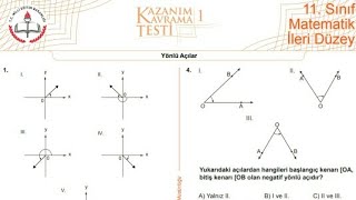 11Sınıf Meb Kazanım Testi1 Yönlü Açılar [upl. by Ecilahc]