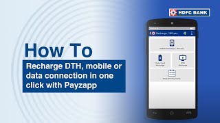 Recharge DTH mobile or data connection in one click with Payzapp  HDFC Bank [upl. by Horodko29]