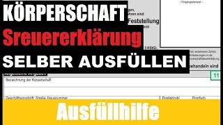 Körperschaftsteuererklärung ausfüllen Tutorial  Erklärung  Ausfüllhilfe [upl. by Ateloj289]