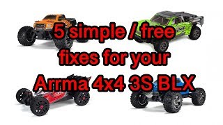 5 simple and FREE fixes for your Arrma 4x4 3S BLX Granite Senton Typhon Big Rock Crew Cab [upl. by Duky358]