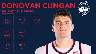 Donovan Clingan  2024 NBA Draft Scouting Highlights  UConn [upl. by Behka]