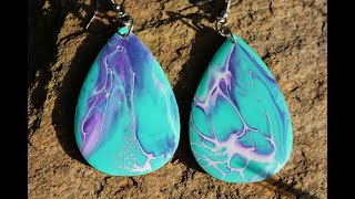 42 How to Make Wooden Paint Pour Earrings [upl. by Aleakim]