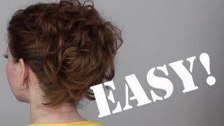 Hair Tutorial A Quick Easy and Messy Updo for Curly Hair [upl. by Kordula98]