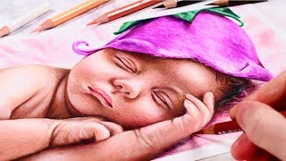 Drawing a COLOURED PENCIL Portrait in JUST 5 STEPS [upl. by Helprin]