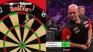 180s GALORE Van Gerwen v Schindler  World Cup of Darts 2018 [upl. by Nohsad]