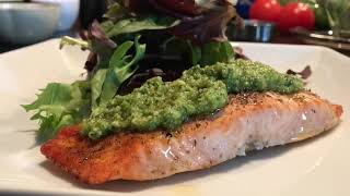 BAKED SALMON WITH PESTO SAUCE [upl. by Nerraj235]