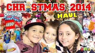 Christmas Haul 2014 Minecraft LEGO Skylanders BOOM NERF Science Experiments  MORE Toys [upl. by Eixela]