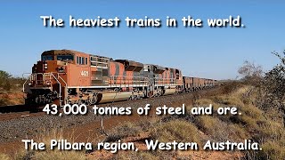 BHP Iron Ore trains heaviest in the world Pilbara Western Australia [upl. by Roselle]