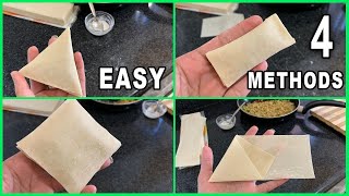 Samosa Folding Techniques  How To Fold Samosa Perfectly  4 Easy Styles Of Samosa  Ramadan Snacks [upl. by Eanad]