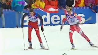 Nordic World Ski Championships Ramsau 1999 Mens Relay Hoffmann AUT vs Alsgaard NOR [upl. by Ecarret]