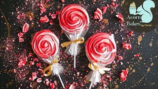 PEPPERMINT MERINGUE LOLLIPOP RECIPE  Christmas Gift Idea  Acorn Bakes [upl. by Ahsar951]