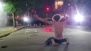 National Guard fire tear gas and firecrackers at close range in Seattle Black Lives Matter protest [upl. by Adnilec]