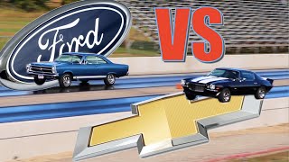 1966 Ford Fairlane GT drag racing 1970 Chevrolet Camaro SS PURE STOCK DRAG RACE  no commentary [upl. by Aset]