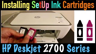 Installing Setup Ink Cartridges in HP Deskjet 2700 AllInOne Printer [upl. by Alurta769]