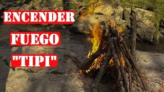 Como Hacer Un Fuego U Hoguera Tipo Tipi  Fácil y Eficaz [upl. by Nyrac793]