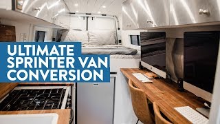 Selfconverted OffGrid Sprinter Van with Full Office Bathroom and Garage [upl. by Nolyaj]