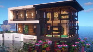 Minecraft How to Build a Modern Lake House  Relaxing Tutorial [upl. by Rosamond]