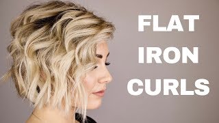 HOW TO CURL WITH A FLAT IRON  short hair [upl. by Norre]