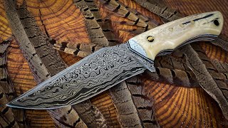 Making Damascus Hunting Knife [upl. by Leahkim]