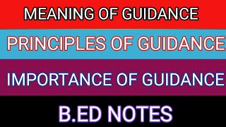 Meaning of guidance principlesimportance of guidancetypes of guidancebedmed notes [upl. by Leinehtan]