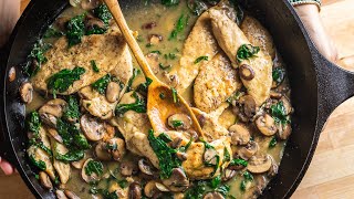 Creamy Garlic Mushroom Chicken  One Pan Recipe [upl. by Aeriel997]