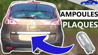 Comment REMPLACER les AMPOULES déclairage de PLAQUE dimmatriculation sur Renault SCENIC 3 [upl. by Laryssa405]