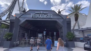 Jurassic World Velocicoaster Ride Full Queue Walkthrough POV Universal Orlando Tour [upl. by Neibaf]