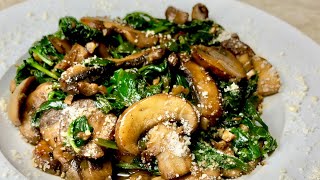 Garlic Mushroom amp Spinach  Quick Recipe [upl. by Adora106]