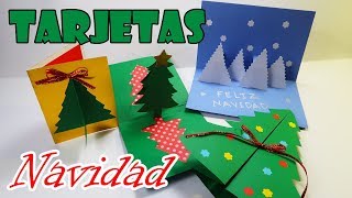 HAZ TARJETAS DE NAVIDAD FÁCILES  4 ideas DIY  EASY CHRISTMAS CARDS [upl. by Siderf]