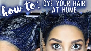 How To Dye Your Hair At Home BLUE BLACK [upl. by Chaworth274]