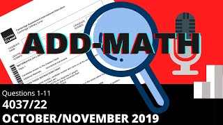 OLevel Add Math October November 2019 Paper 22 403722 [upl. by Medrek786]