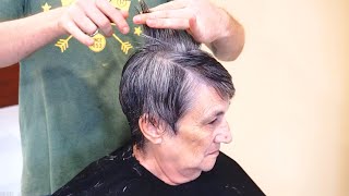 FREE HAIRCUT IN ELDERLY CARE  SHORT HAIRCUT TRANSFORMATION [upl. by Lathrope]