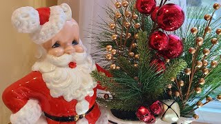 VINTAGE CHRISTMAS RETRO HOME TOUR Part 1 Living Room of Thrifted Vintage Holiday Décor with Music [upl. by Marinelli]